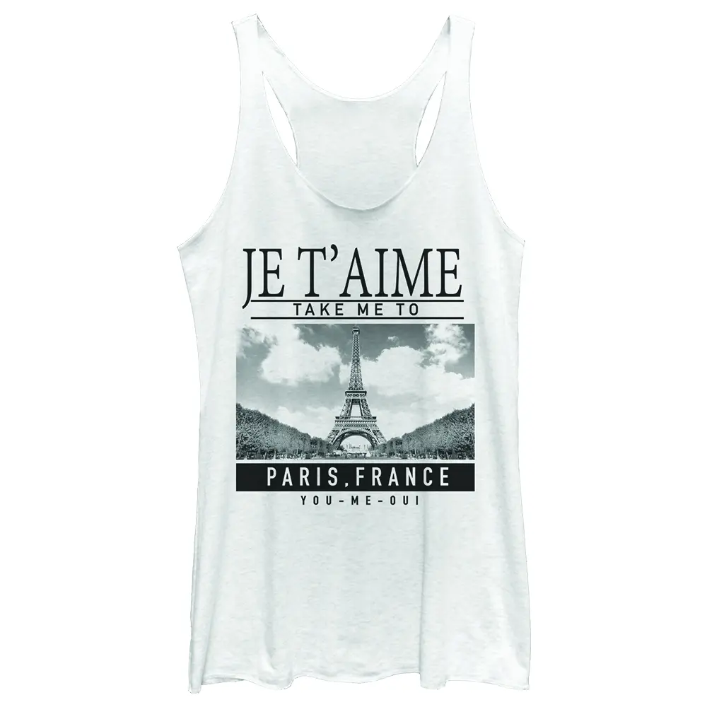 Women's Lost Gods Je T'aime Take Me to Paris France Racerback Tank Top