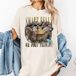 Funny Capybara Shirt, Smart Fella or Fart, Animal Lover Graphic Tee, Cute Capybara Shirt, Crew Neck Shirt, Trending Shirt, Gift for Animal Fans
