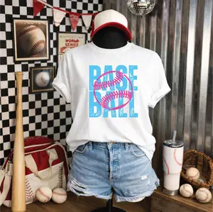Baseball Pink and Blue Letters- Unisex Comfort Color Graphic Tee