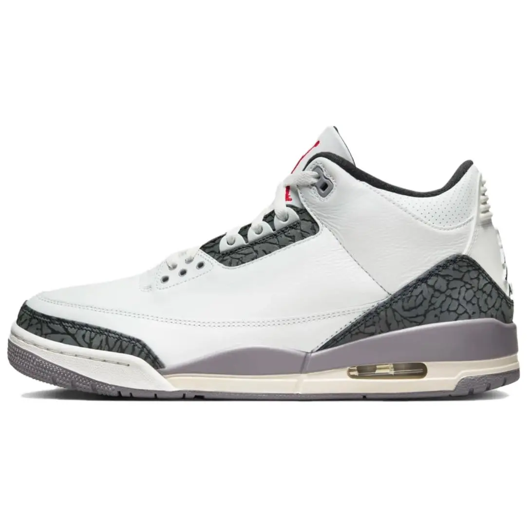 Jordan 3 Retro Cement Grey Comfort Mid Top Basketball Shoes Men's Summit White Fire Red Black CT8532-106