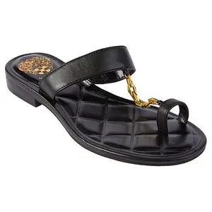 Vince Camuto Lexie Leather Chain Detail Toe Loop Sandal