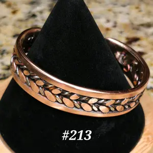 #213 Copper SS 5 7/8" x 5/8" Hand-Woven Cuff Bracelet Handmade Artisan Jewelry Unisex Gift Ready Open Cuff Design Comfortable Daily Wear