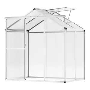 VEVOR Polycarbonate Greenhouse, TikTokShopBlackFriday, 6 x 4 Ft, Outdoor Greenhouse with Adjustable Vent Windows, Pavilion Styled Greenhouse with Sliding Door, Aluminum Large Walk-in Greenhouse Kit for Garden Backyard