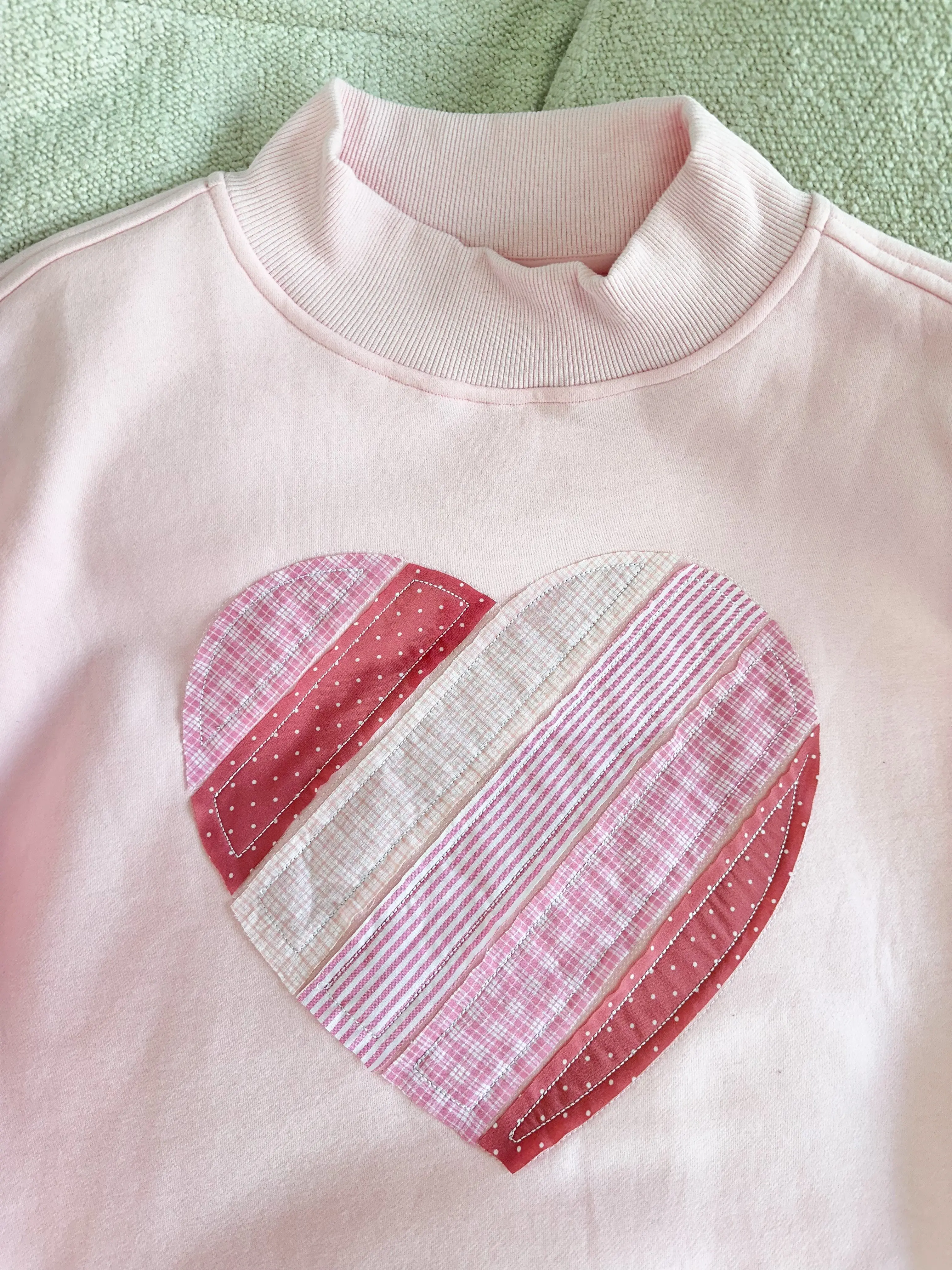 Light Pink Heart Mockneck Sweatshirt Light Pink Heart Mockneck Sweatshirt
