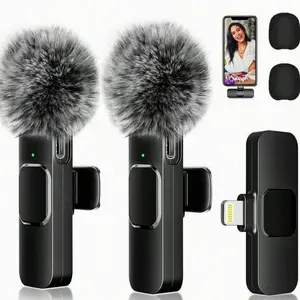 Wireless Lavalier Microphones for iPhone & Android - 2 Pack Clip-On Mics with Noise Reduction for Live Streaming, Vlogging, Recording - Gift Idea