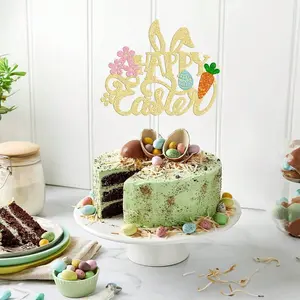 Easter Cake Topper with Rabbit Ears – Spring Themed Decoration for Easter Party