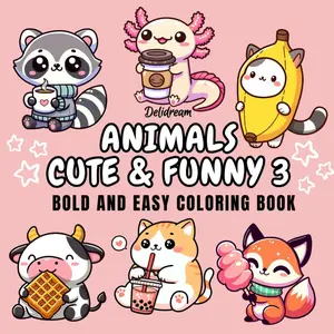 Animals Cute & Funny 3: Bold and Easy Coloring Book for Kids and Adults, 35 Relaxing Stress Relieving Designs
