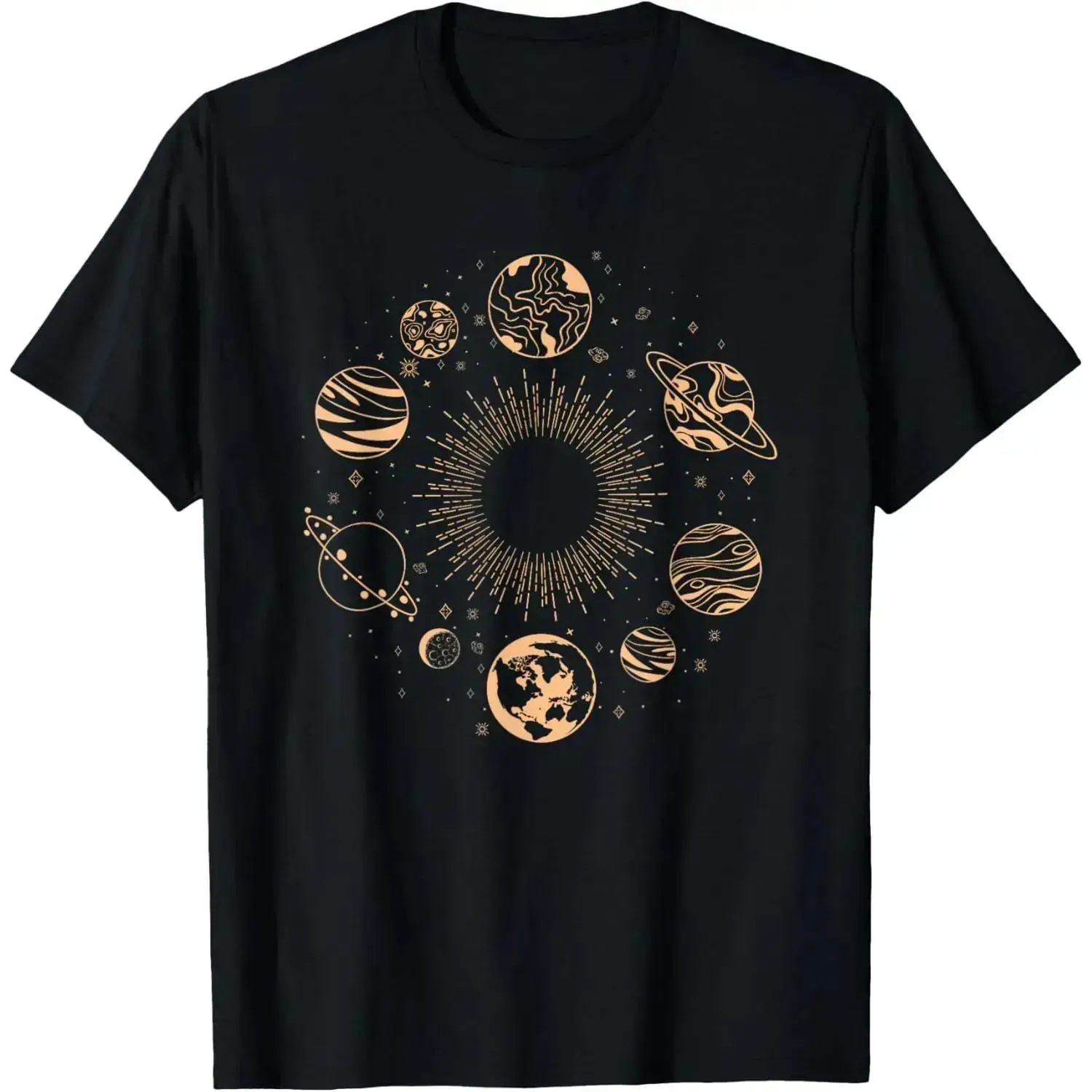 Men's Galaxy Solar System Graphic Short-Sleeve T-Shirt - Casual Streetwear Top, Soft 220g Fabric, Fade-Resistant Print, Round Neck, Sizes S-5XL (Incl. 2XL, 3XL), Classic Menswear Clothes