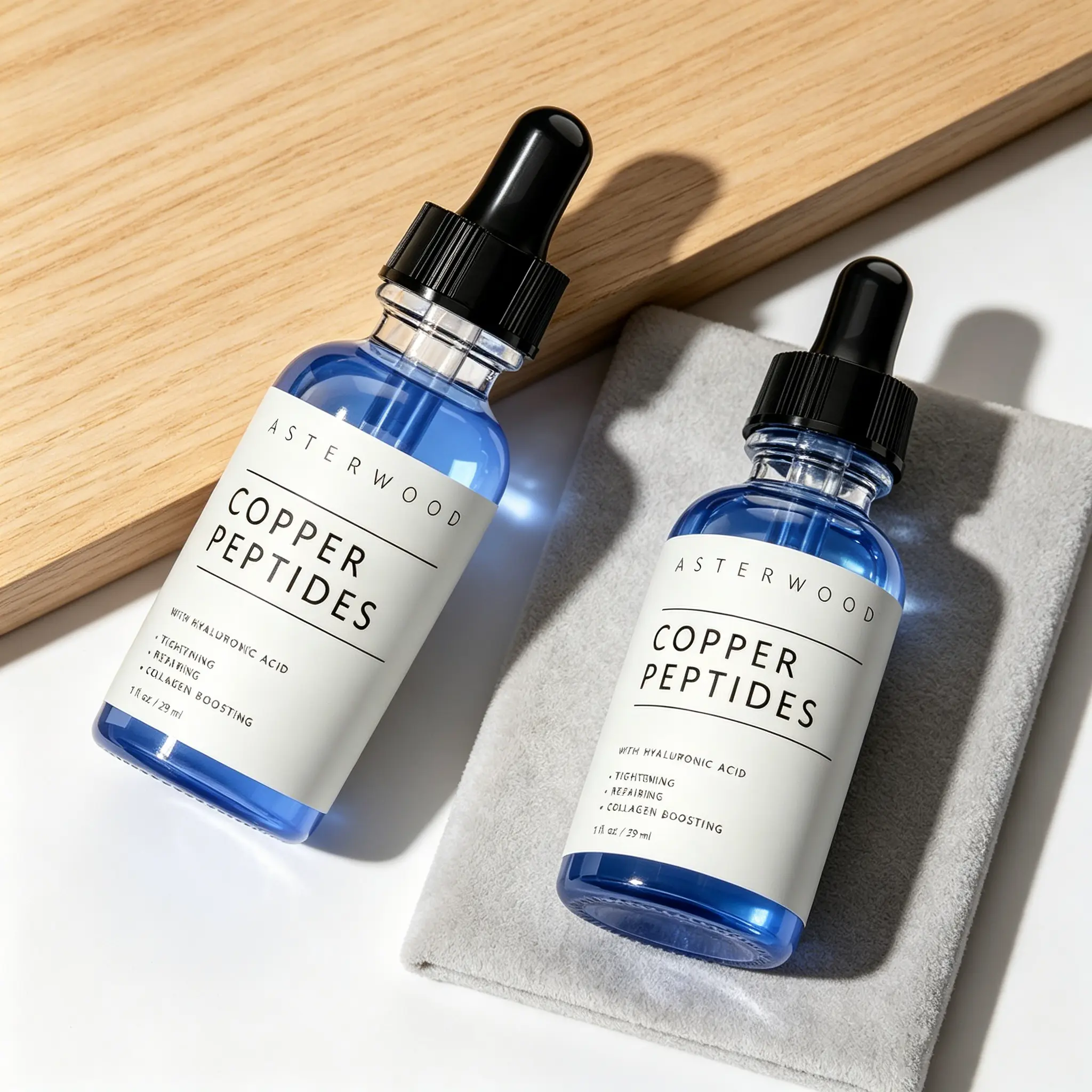 Asterwood GHK-Cu Copper Peptide Face Serum - Fragrance-Free, 29ml, for Sensitive Skin - With Hyaluronic Acid, Tightening, Collagen Boosting, Repairing