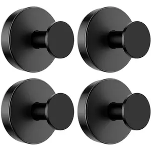 Suction Cup Hooks for Glass Window,Removable Shower Hooks for Inside Shower,Metal Towel Hooks for Bathrooms,4 Pack(Black)