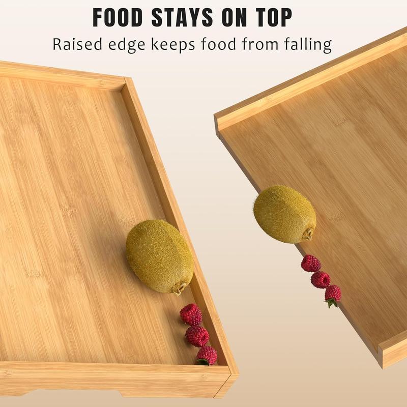 Bamboo Bed Tray Table with Foldable Legs, Breakfast in Bed Tray for Eating, Kitchen Serving Trays, Folding Table for Sofa, Beds, Eating, Working, Used As Laptop Desk Snack Trays, Brown