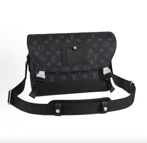 Pre-owned Louis Vuitton Voyager Series Classic Monogram All over Print Coated Canvas Small Men's Black Messenger Crossbody Bag