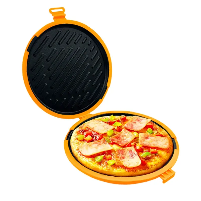 1 Piece Large Silicone Microwave Baking Tray Bakeware, Kitchenware, Baking Tools, Baking Essentials, Baking Supplies, Fits 9 Inch Pizza, Adjustable Bands, Dishwasher Safe, for Oven Air Fryer, Fast Even Cooking