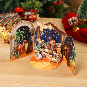 1pc Pop-Up Nativity Scene Christmas Card with Sheep Design - Festive Religious Greeting Card for Birthdays, Holidays & Home Decor, Includes Note Card & Envelope, No Batteries Needed, Perfect for Thanksgiving, Baptism, and All Seasons, Chris