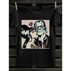 Bride of Frankenstein men's vintage T-shirt short-sleeved T-shirt casual and comfortable