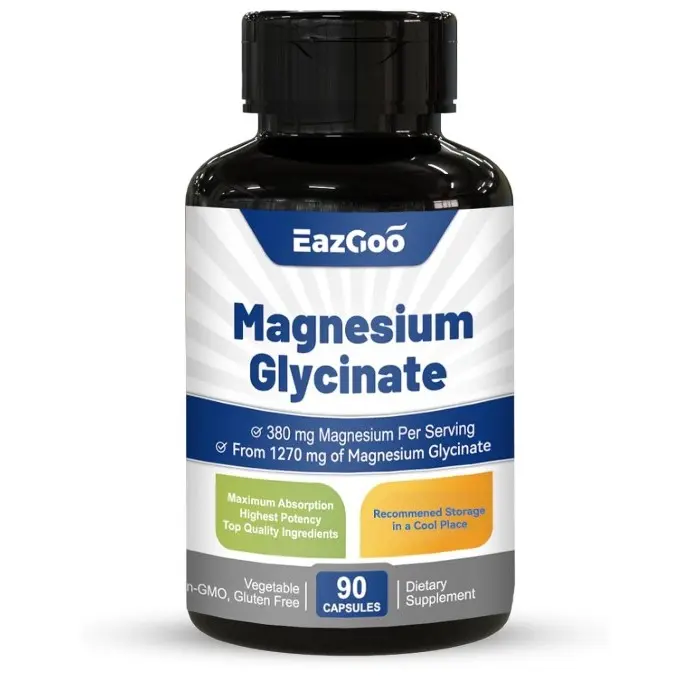 Magnesium Glycinate Capsules 1270mg, 380mg Magnesium Supplement, High Absorption Magnesium Glycinate Supplement, Non-GMO No Gluten, 90 Capsules