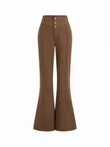 Cider High Rise Metal Button Flared Trousers