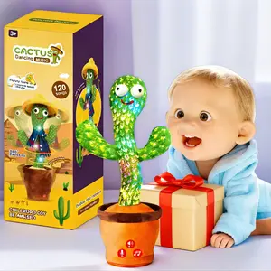Mother's Day gift-Rechargeable Dancing Cactus Plush Toy, 120-Song Talking Toy with LED Lights, Plush Fabric, Secure Eyes, Adjustable Volume, Voice Repeating, Singing Function, Ideal Birthday Gift for Kids Age 3+,fidget toys tiktokshopspringglowup