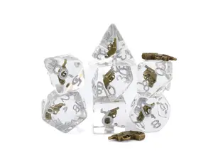 Gunslinger Revolver-Themed Resin DnD Dice Set, 7-Piece Tabletop RPG Accessory for Dungeons & Dragons, Nerdy Gift