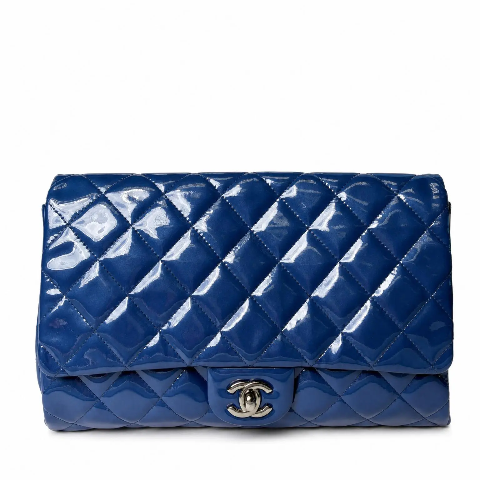 Pre-owned CHANEL X Shoulder Bags Quilted Patent Leather Chain Clutch Flap Bag navy