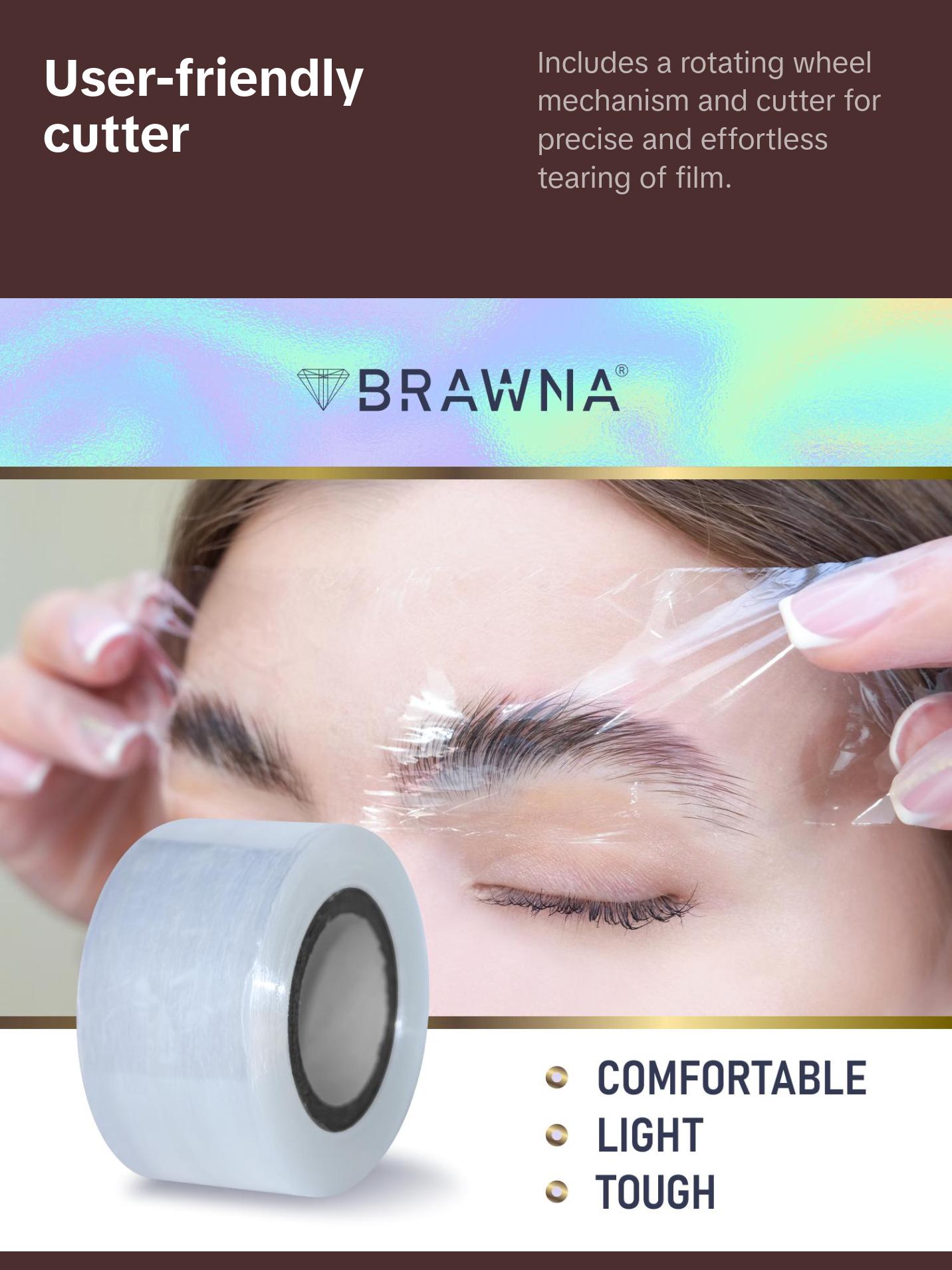 BRAWNA Plastic Wrap for Microblading, Lip Blush Tattoo,  Eyebrow Tint Henna - Lash Lift - 1300 ft [ 400M ] - Eyebrow Lamination - Disposable PMU