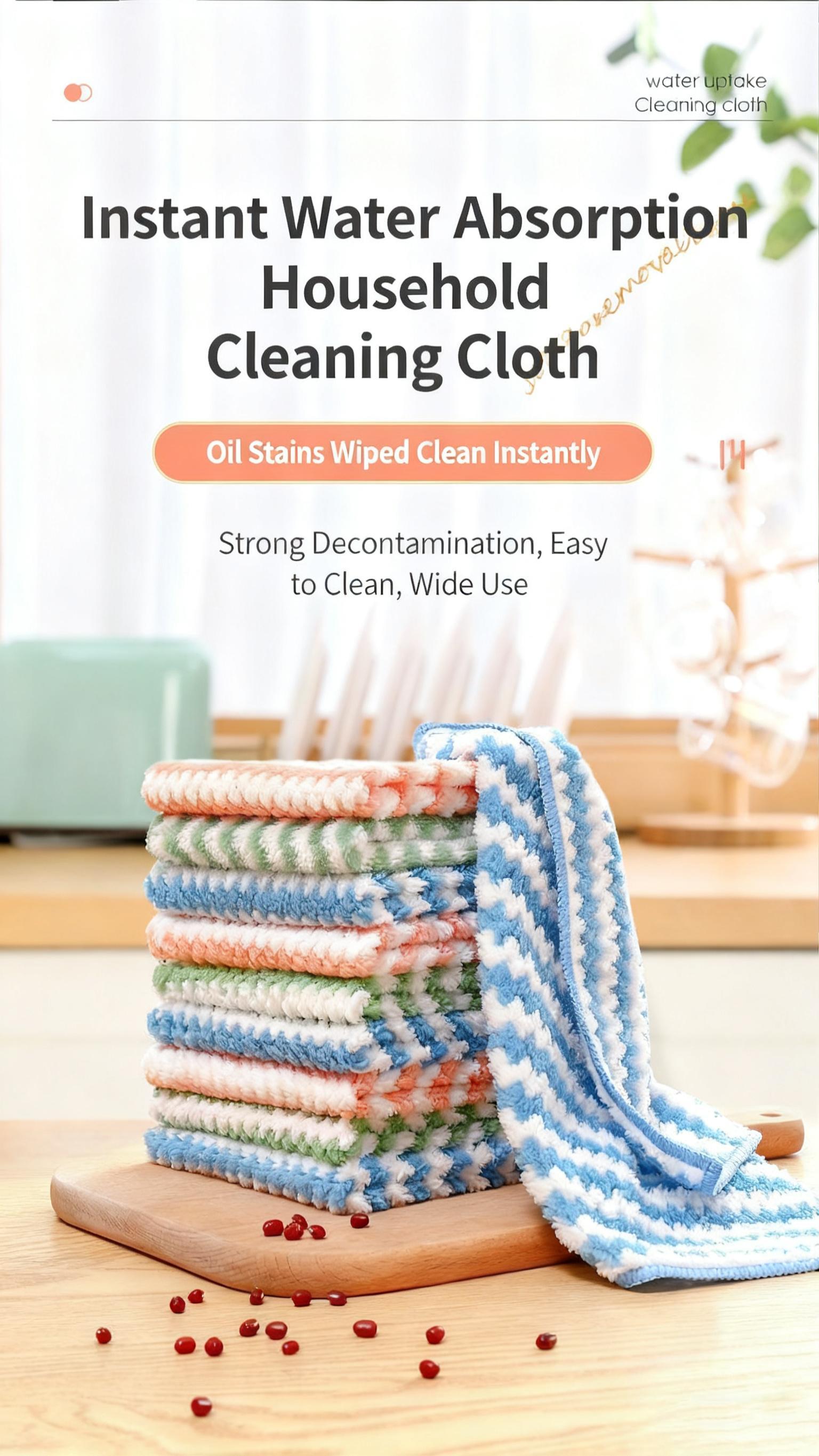 10 Pack Wavy Kitchen Towels - No Grease, Super Absorbent, Lint-Free Dish Cloths