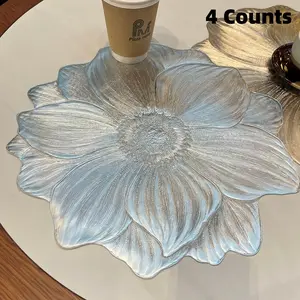 Floral Pattern Place Mat Set, 4-Piece Modern Table Mats, Luxury Flower Place Mats, Ideal for Home Kitchen, Restaurant, Wedding, Birthday Party