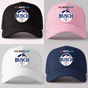 Red, White And Busch Apple Hat – Funny Patriotic Beer Lover Baseball Cap, unisex, classic style, breathable, adjustable, sun protection, suitable for outdoor travel, vacation, high-quality cap