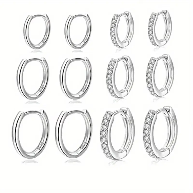 6 Pairs of Women'S Silvery Hoop Earrings Hoop Earrings Small Silvery Hoop Earrings Silvery Earrings Hypoallergenic Small Hoop Earrings for (8/10/12 mm)