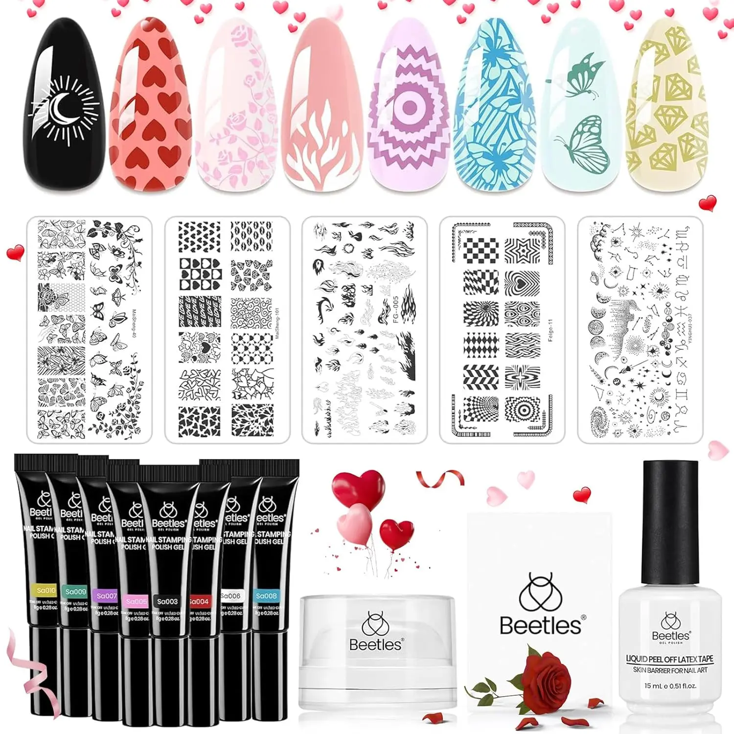 16Pcs French Tip Nail Stamp Kit