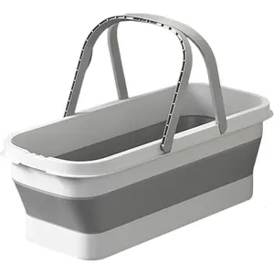 (18*7.2*6.3in) Folding Bucket Portable Mop Bucket Foldable Laundry Basket with Wheel Folding Basin Household Item Washing Cleaning Foldable Bucket Fishing Retractable Basin Collapsible Camping Car Wash Buckets Mop Bucket Household Cleaning Tools Bucket