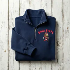 Football Embroidered Sweatshirt,Football Masscot Fan Sports Gift, Unisex Embroidery Quarter Zip Sweater, Game Day Shirt,