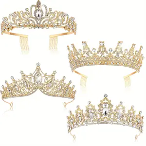 Elegant Queen's Crowns with Comb for Ladies, 4 Pack Tiara Comb Tiara for Women Comb Birthday Cosplay Wedding, Rhinestones Tiara Headband, Pageant Crown with Combs Princess, Queen Crowns for Women, Christmas Halloween Thanksgiving Jewel