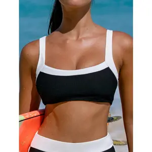 BERLOOK 2-Tone Contrast Look Recycled Polyamide Blend Black Wetsuit Top, Sports & Outdoor Swimwear Surfwear, Two-Tone