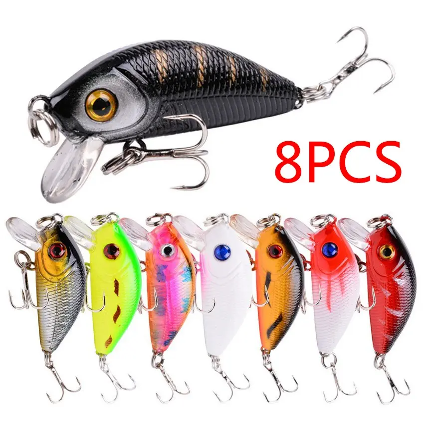 8-Piece Fishing Hook Lure Set, Fishing Lure Kit, 3.6g Minnow Rockbait Bionic Lures, Freshwater Hooks Ideal for Catching Bass and Trout