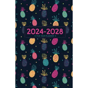 2024-2028 Five Year Monthly Planner | Small | Funky Pineapples (Hardcover): 60 Month Calendar Book (US Federal Holidays, Moon Phases, Vision Board) 5 Years: January 2024 – December 2028 Hardcover – September 1, 2023