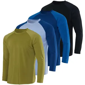Real Essentials Boys' Long Sleeve Rash Guard Shirts 4-Pack UPF 50+ Sun Protection Swimwear Quick-Dry Compression Fit for Surfing & Swimming - Swimsuit Set