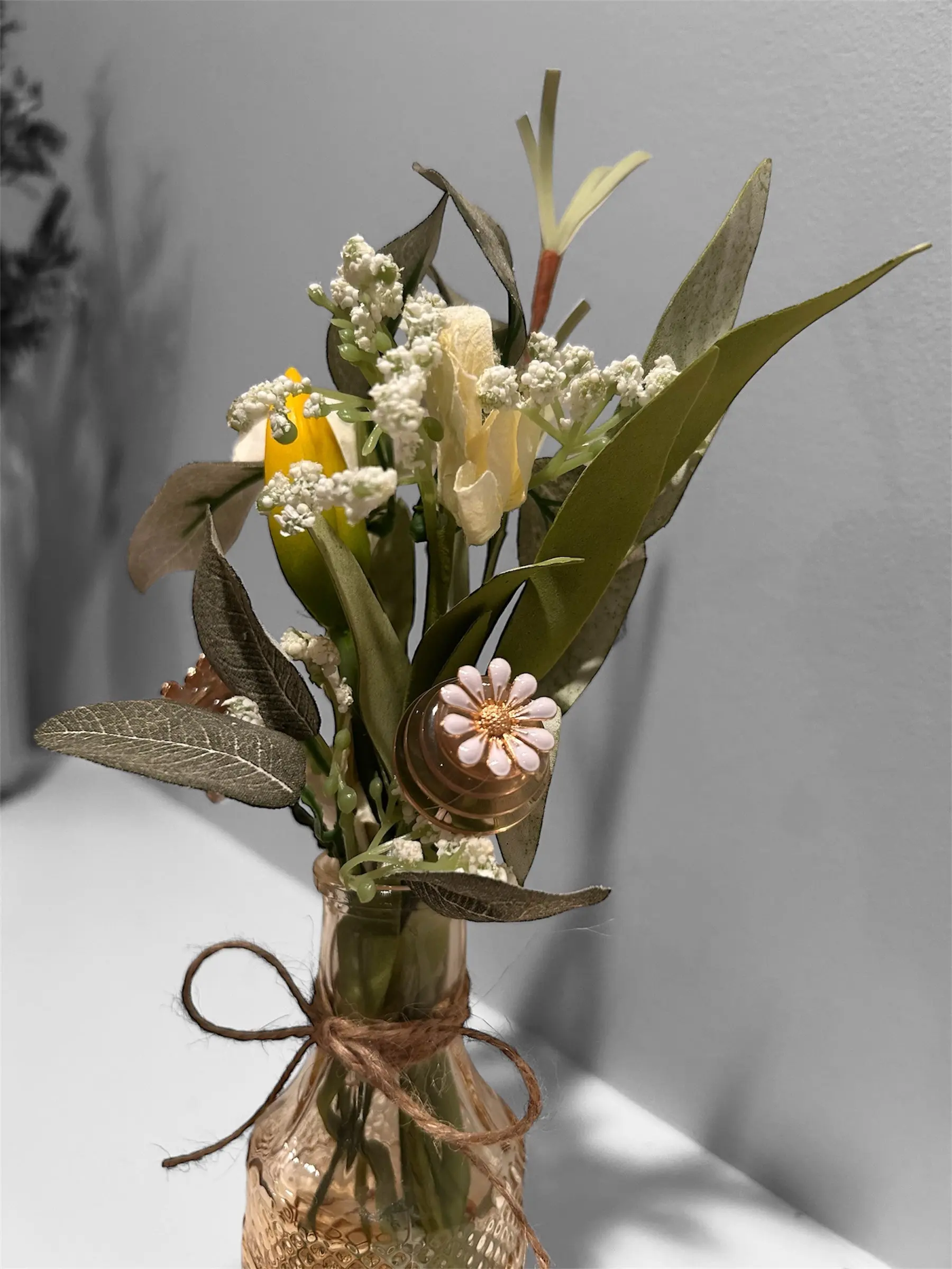 Handcrafted Wildflower & Honey Artisan Decorative Bouquet - Whimsical Pastoral Cottagecore Sunflower Faux Florals, Lifelike Farmhouse Home Decor Accents Gift