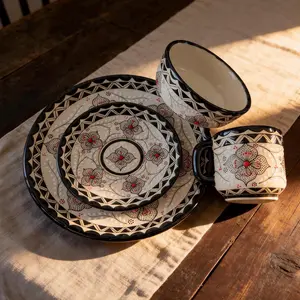 Stoneware Ceramic Dinnerware Set: Handamade 4 Piece