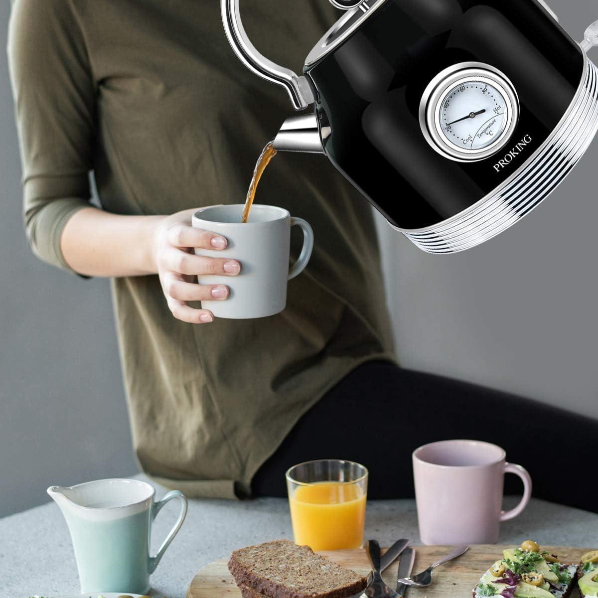 1.7 Liter Half Circle Electric Tea Kettle with Thermostat in Black