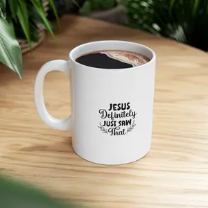 Jesus Is Watching Mug Funny Christian Coffee Cup for Men Women | Humorous Faith-Based Ceramic Coffee Tea Mug | Office or Home Desk Gift Idea | Bible Lover Birthday Christmas Gift | Viral TikTok Funny Christian Mug