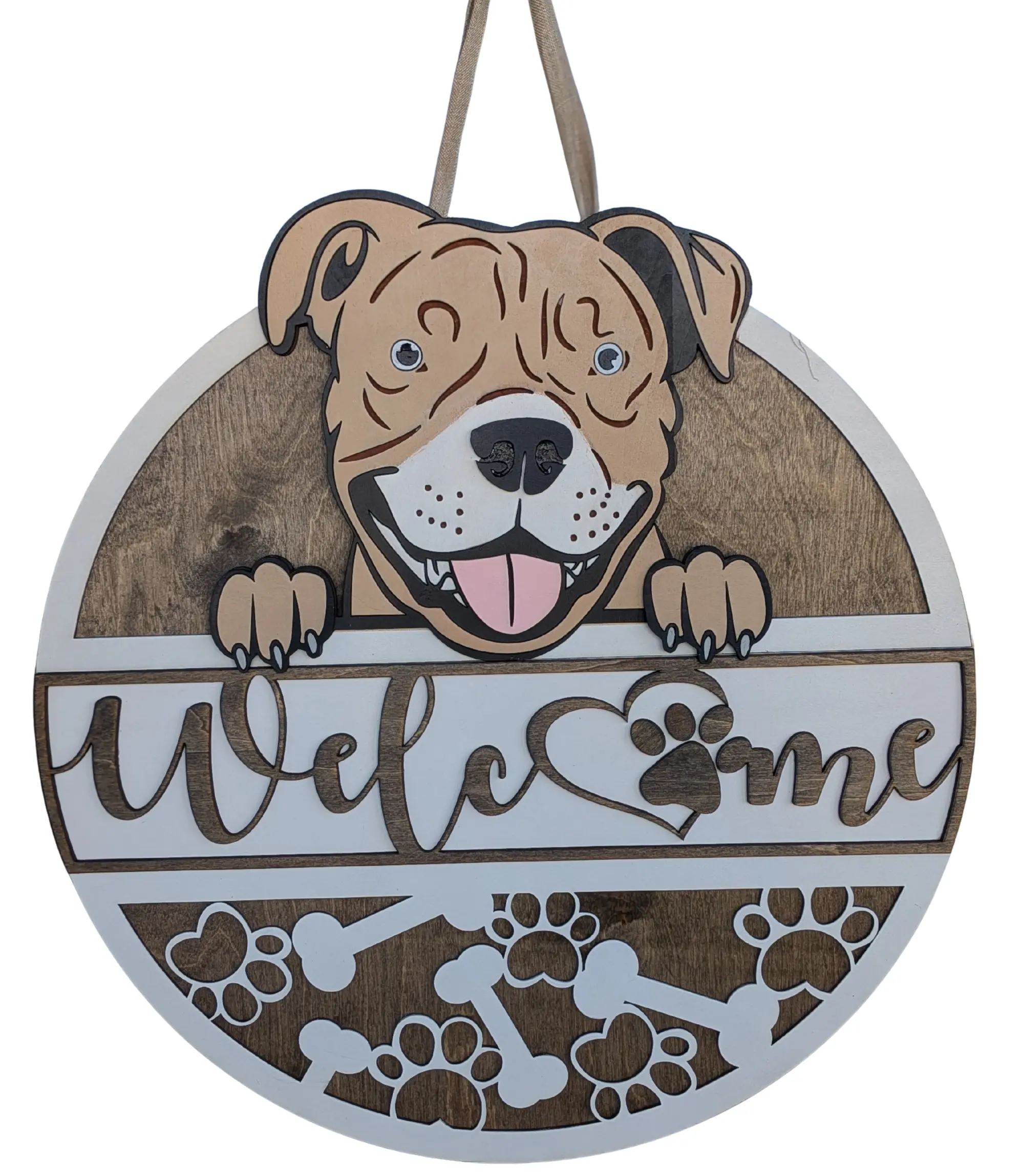 Pit Bull Door Decor – Dog Welcome Sign