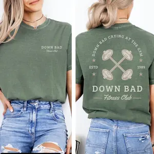 Down Bad Crying At The Gym" T-Shirt | In My Fitness Girl Era Tee | Funny Workout Aesthetic Shirt