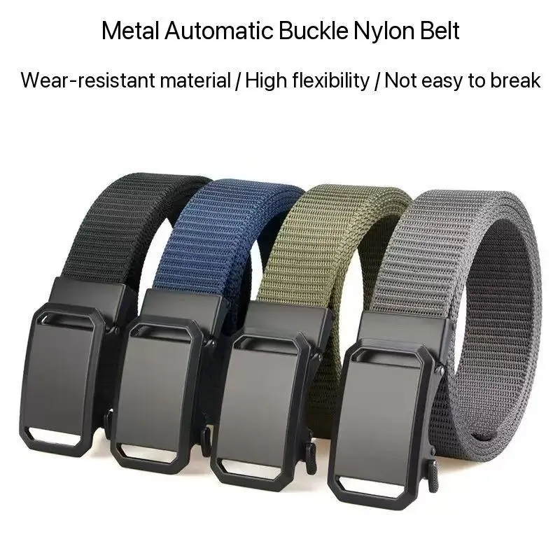 2PCS Metal Automatic Buckle Nylon Belt - Wear-Resistant High Flexibility Not Easy to Break in Multiple Colors