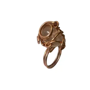 2 Clear Quartz  copper Ring