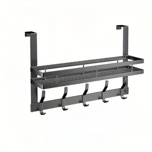 1 Heavy-duty metal door hanger with hook, Space-saving storage rack on the door, suitable for hats, coats and bags, easy to install without tools, modern and simple design, suitable for bedrooms and foyers, Sturdy and durable door hanger, Storage Hooks