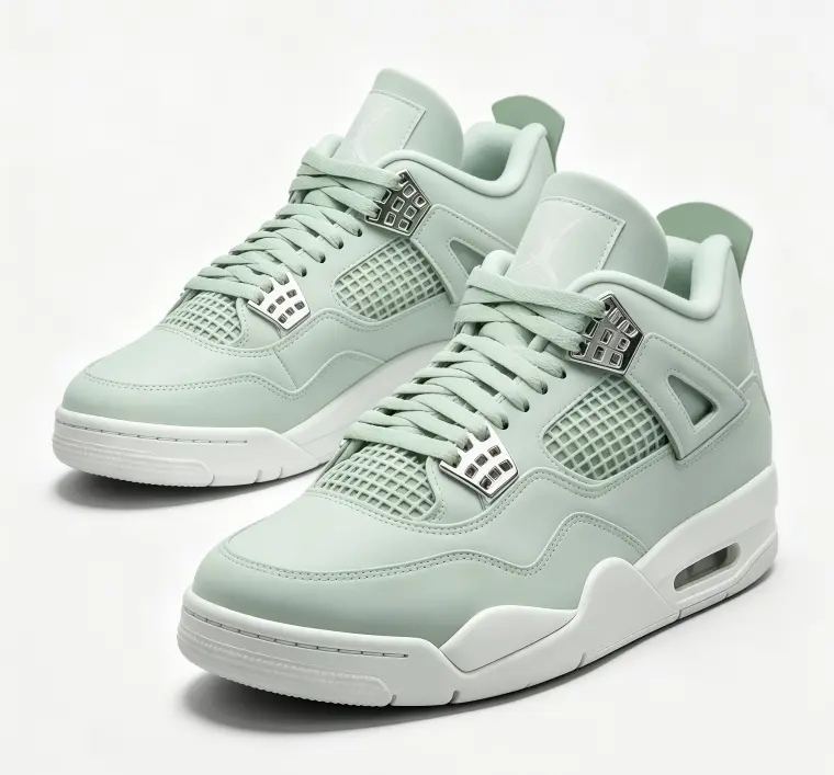 Air Jordan 4 Mint Green Unisex Mid Top Leather Mesh Retro Basketball Shoes Fashion Daily Street Casual Sneakers