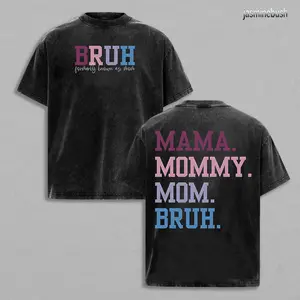 Washed T-Shirt with Hilarious Mom Nickname Evolution BRUH Formerly Known as Mom Mama Mommy Mom BRUH Pure Cotton Tee Ring Spun Whimsical Design for All Occasions