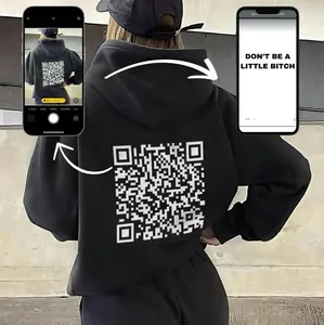 QR Code Hoodie Don’t Be a Little Btch – Funny Hidden Message Sweatshirt, Trendy Viral TikTok Hoodie for Men and Women, Sarcastic Streetwear Pullover, Cool Tech Gift for Friends or Couples