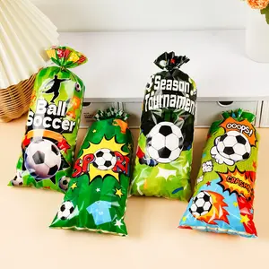 Creative World Cup Football Print Opp Flat Pouch, Snack Candy Cookie Baking Bag, Holiday Party Gift Packaging, Elegant Glass Paper Bags